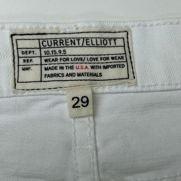 Current Elliott Cropped Straight Sugar Destroy White Jeans Released Hem Denim 29 - Picture 11 of 15